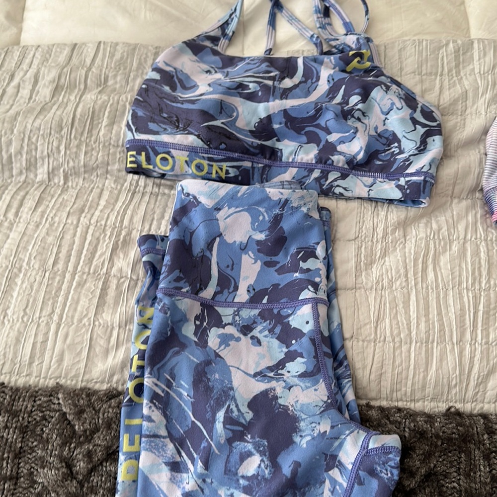 Set of two peloton workout capri + sports bra outfits so s